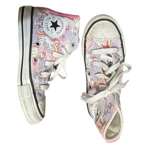 girls pink unicorn converse like new size 11
